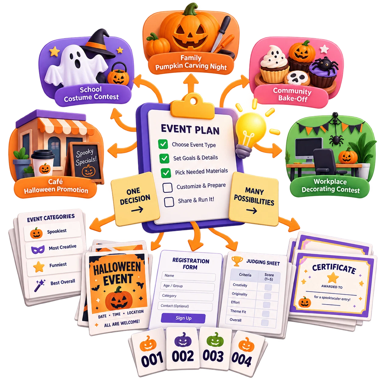 Step 1 event planning for a Halloween event kit