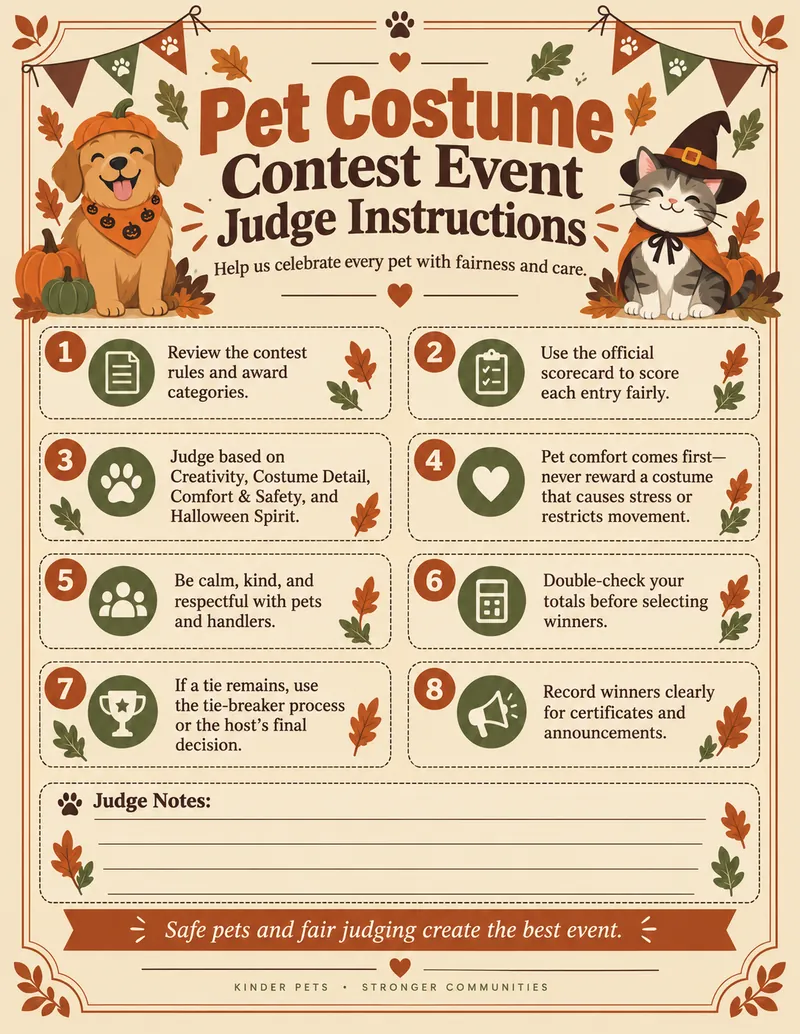 Pet Costume Contest generated printable — Judge Instructions