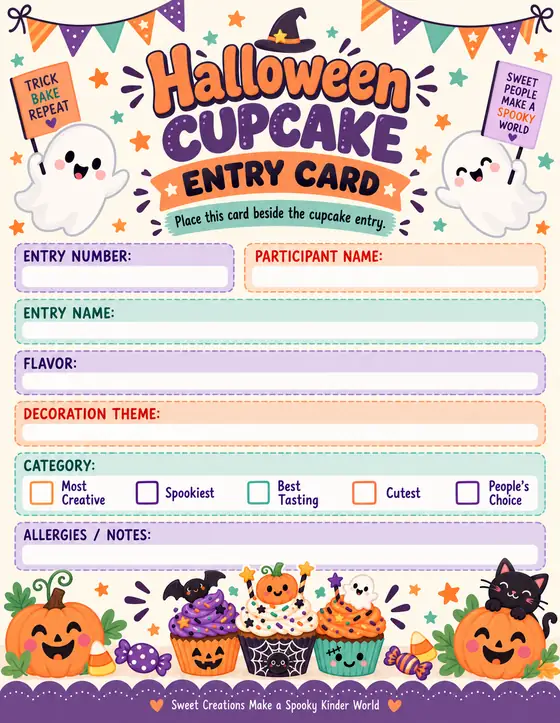 Halloween Cupcake Contest — Entry Card
