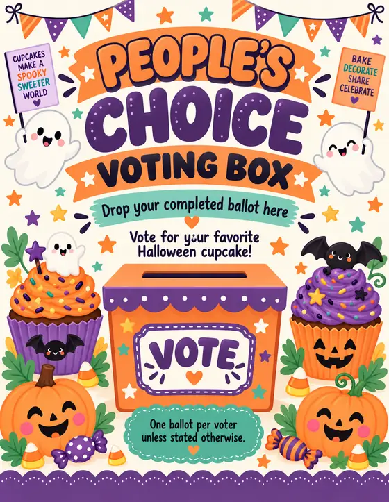 Halloween Cupcake Contest — People's Choice Voting Box Sign
