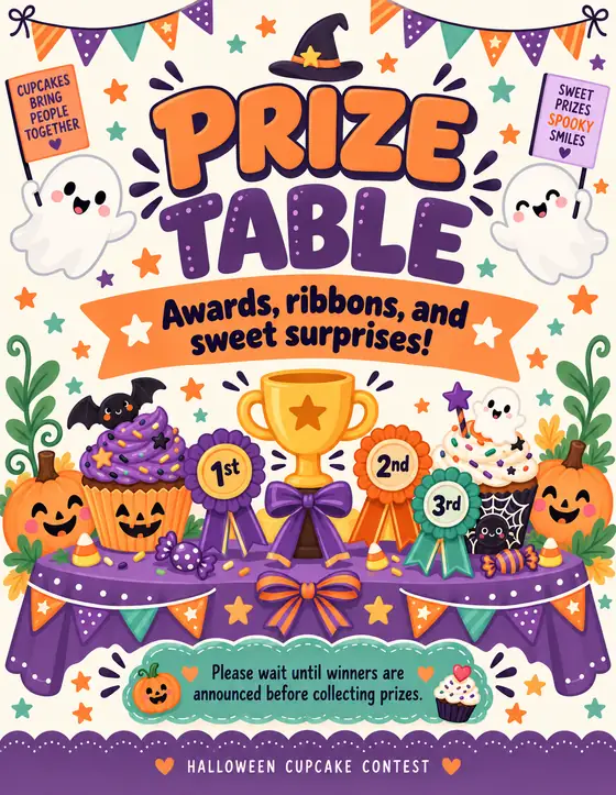 Halloween Cupcake Contest — Prize Table Sign