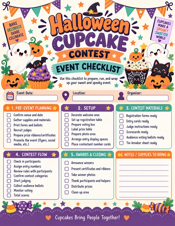 Halloween Cupcake Contest — Event Checklist